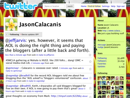 Screenshot of a user who has customized his Twitter background and colors